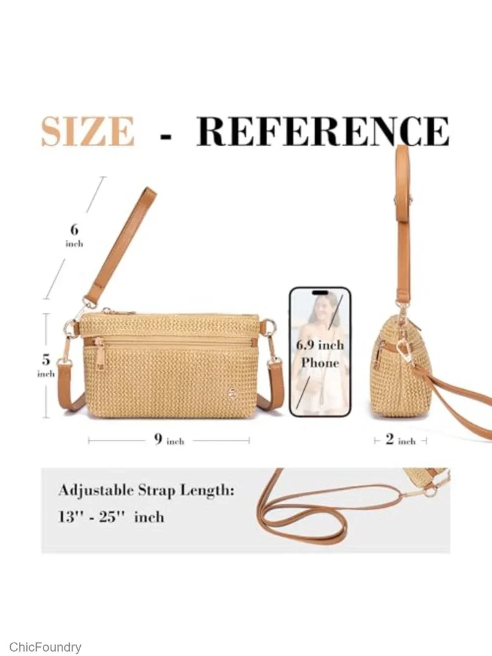 Faux Straw Crossbody Bag, Small Raffia Wristlet Purse with RFID Slots